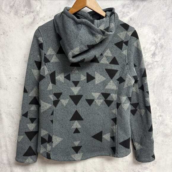 The North Face Fleece Jacket Womens Small 19x24 Gray Hood Geo Aztec - Picture 2 of 15